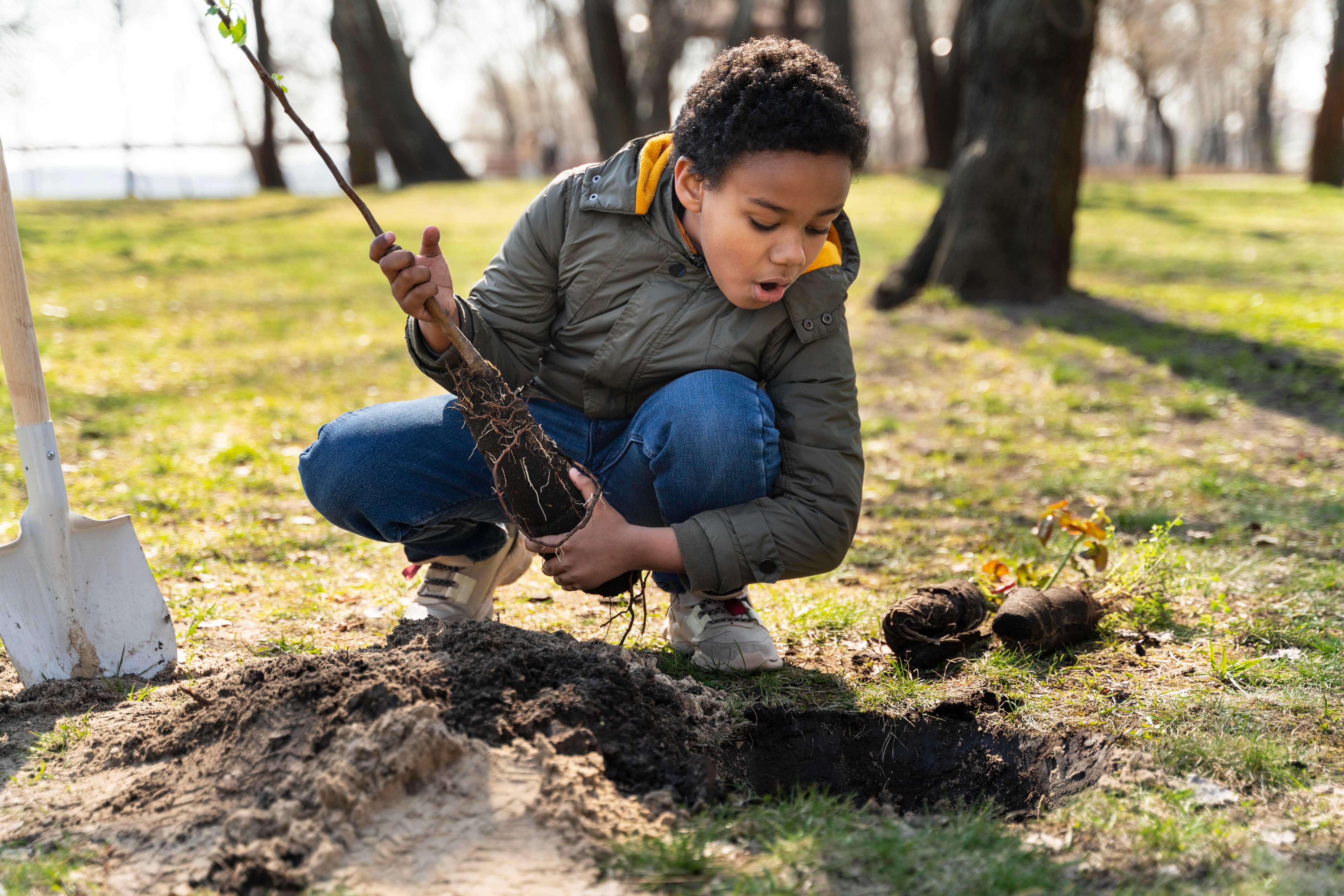 Children gardening and learning life skills